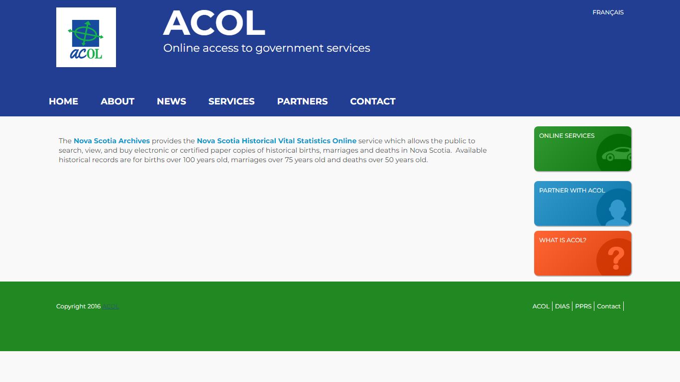 Historical Vital Statistics Online | ACOL Website